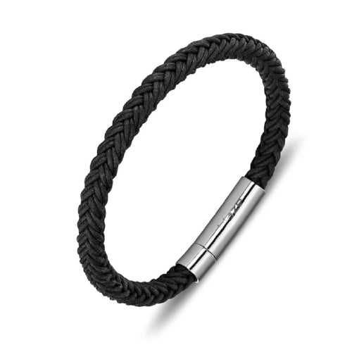 Steel Black Cord Bangle