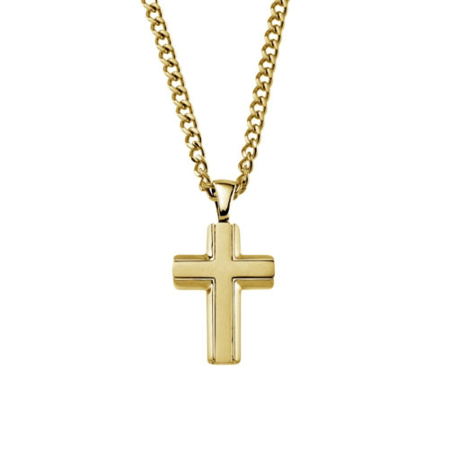 Steel gold chain and cross