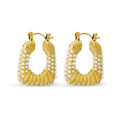 Steel Gold plated CZ earrings