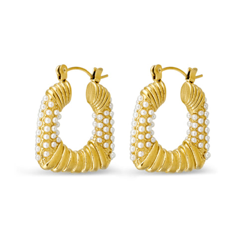 Steel Gold plated CZ earrings