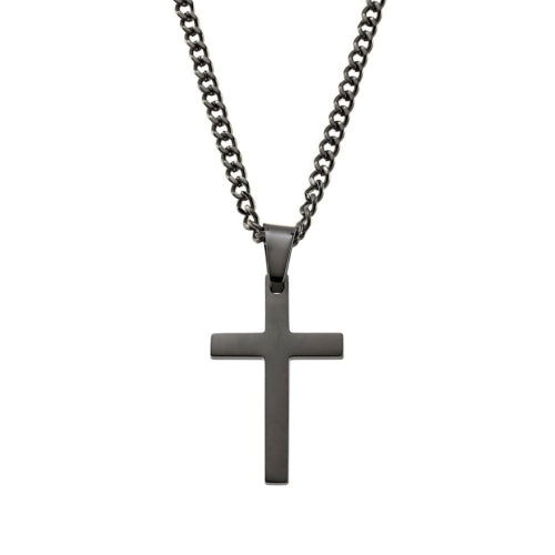 Steel Curb Chain Cross necklace