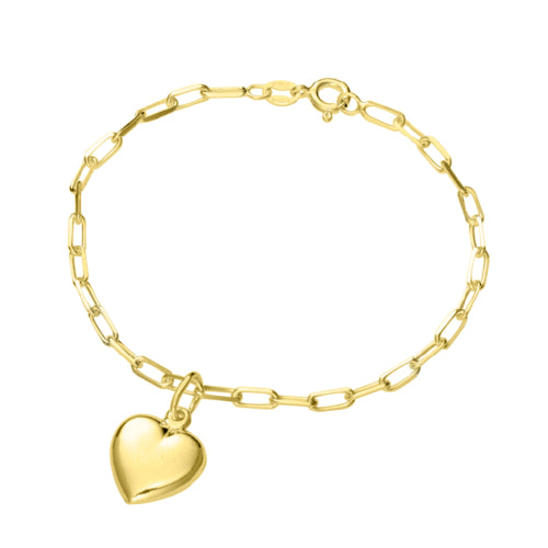 Gold plated heart charm bracelet