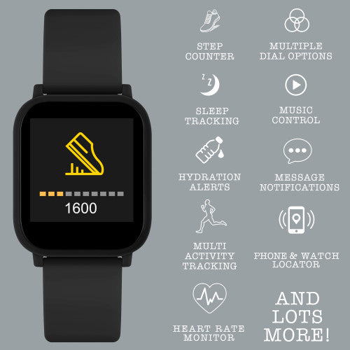 Tikkers Black Smart Watch & Ear Buds Set