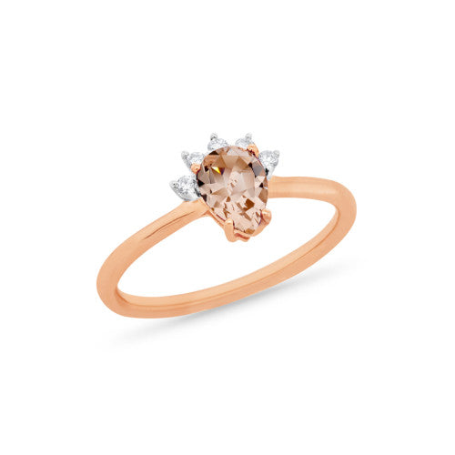 9ct Rose Gold Morganite & Diamond ring