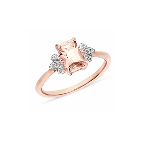 9ct rose gold Morganite and Diamond ring