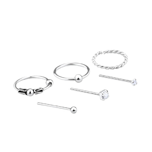 Sterling silver nose stud set