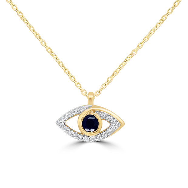 9ct Sapphire & Diamond Evil Eye Pendant