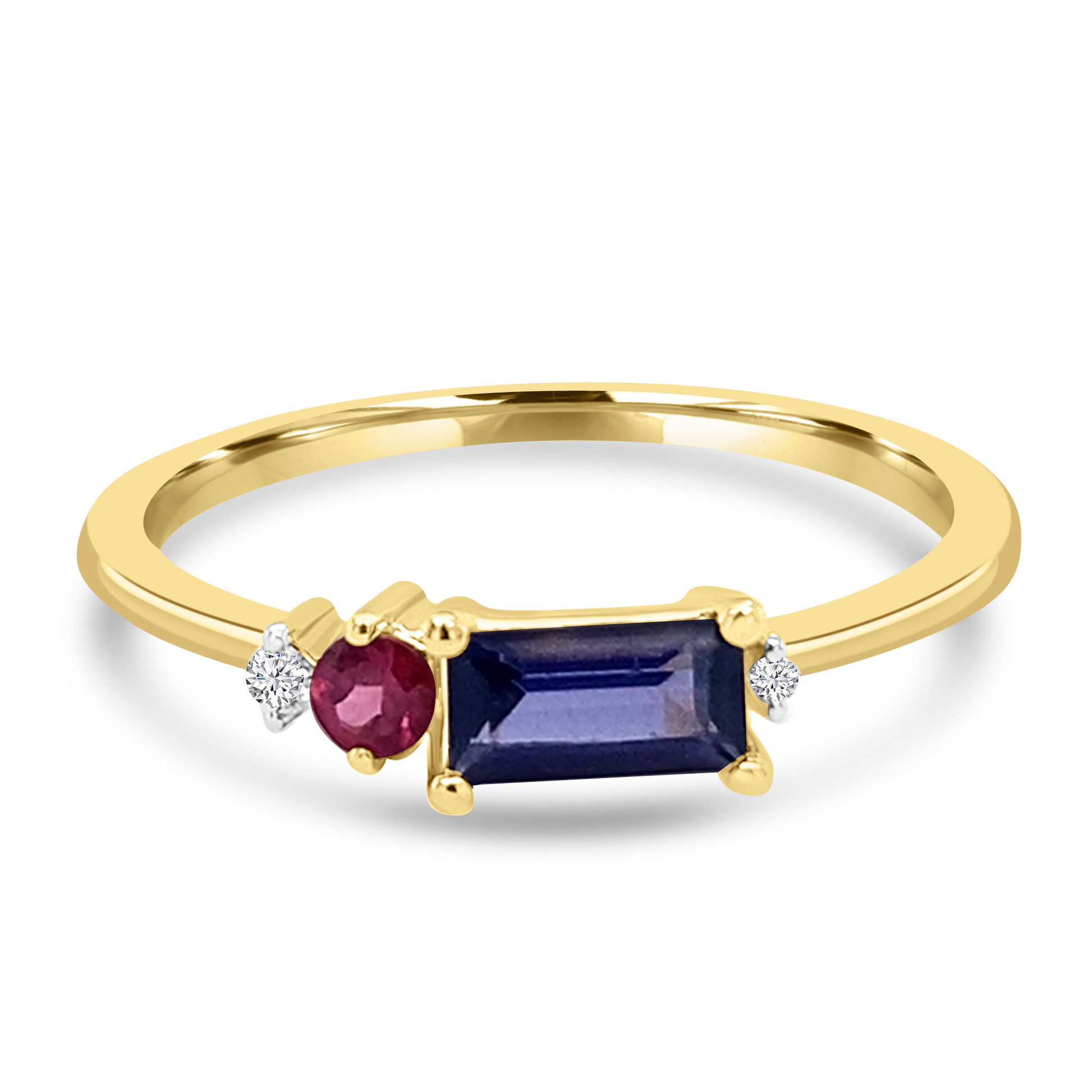 9ct Iolite, Garnet & Diamond Dress Ring