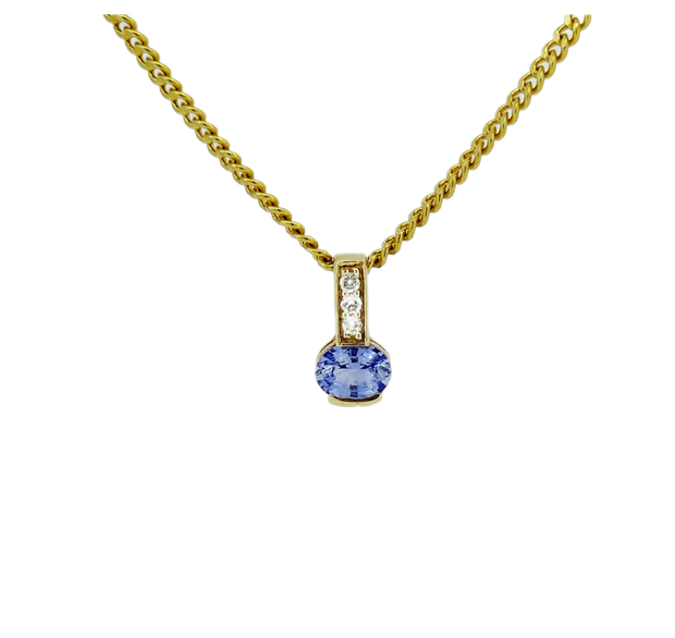 9ct Ceylon Sapphire & Diamond pendant