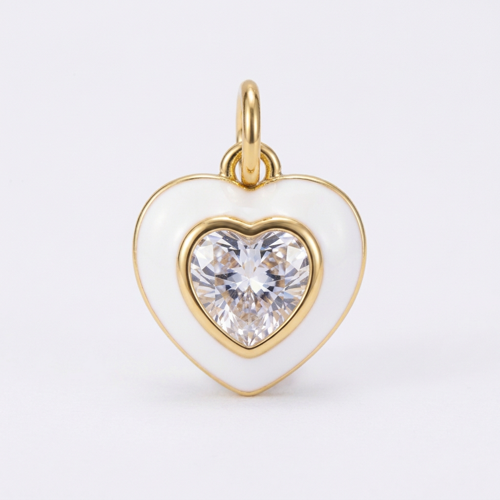 Charm Bar White heart Charm