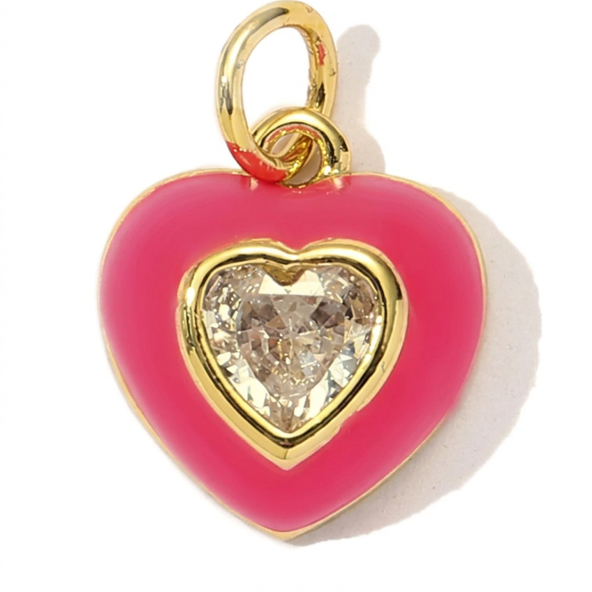 Charm Bar Pink Heart Charm