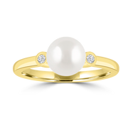 9ct Pearl & Lab Diamond Dress Ring