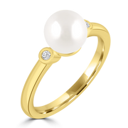 9ct Pearl & Lab Diamond Dress Ring