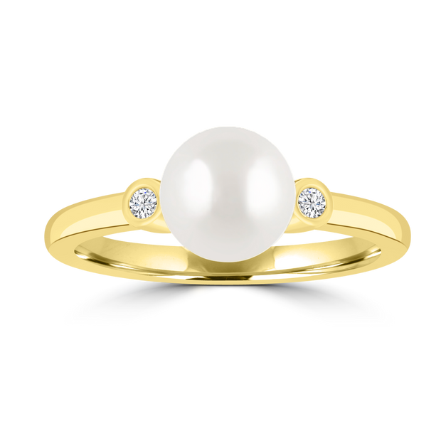 9ct Pearl & Lab Diamond Dress Ring