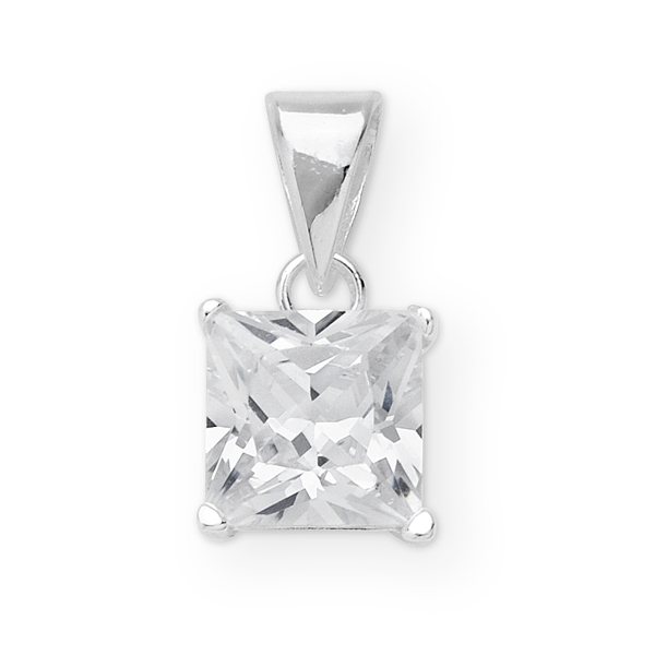 Sterling Silver Princess Cut CZ Pendant