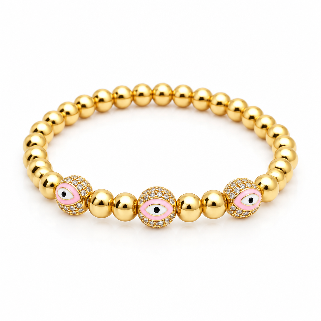 Steel Evil Eye Stretch Braclet