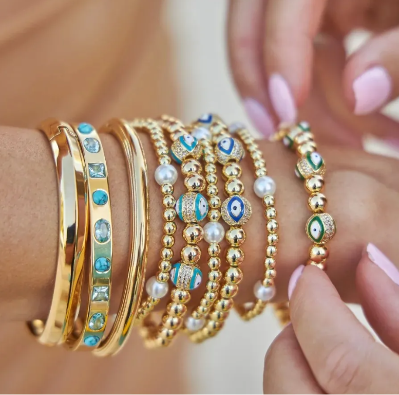 Steel Evil Eye Stretch Braclet