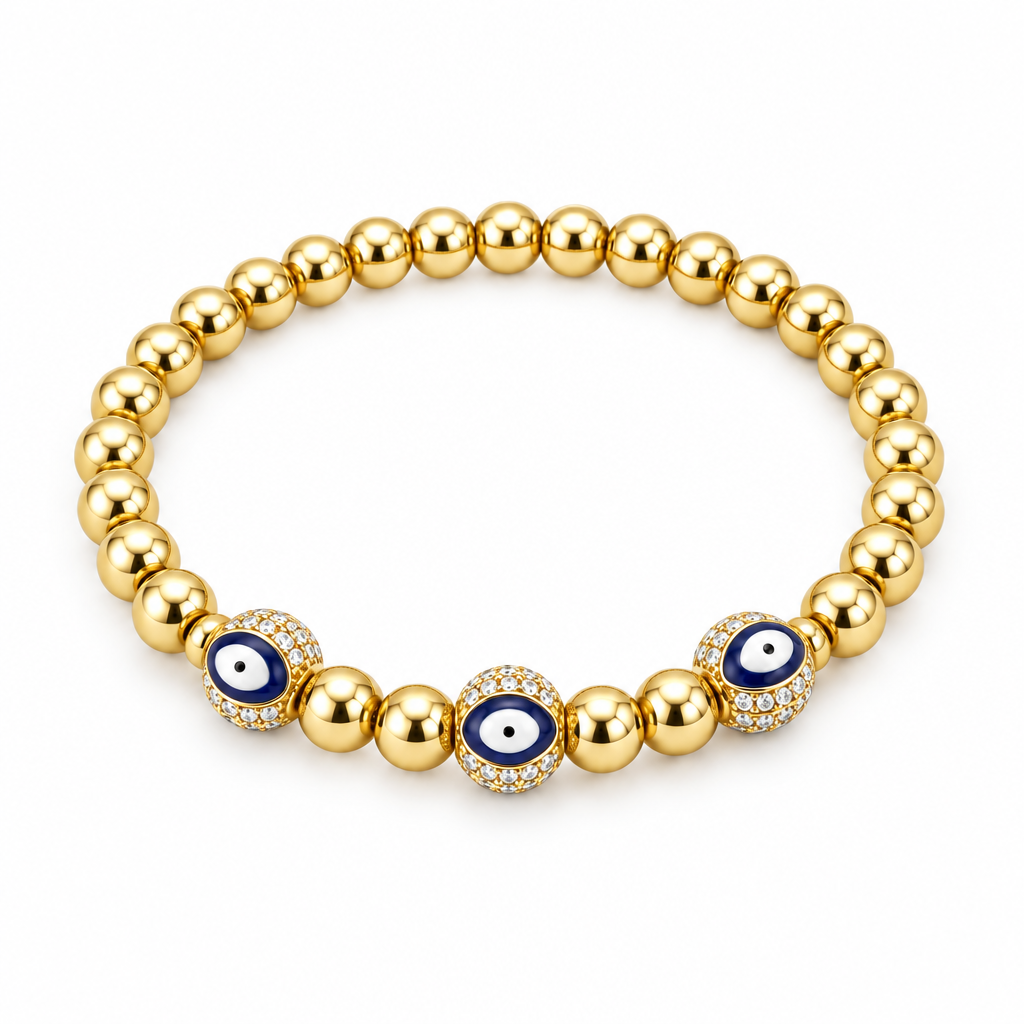 Steel Evil Eye Stretch Bracelet