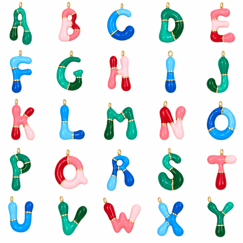 Charm Bar Kids Coloured Bubble Letter Necklaces