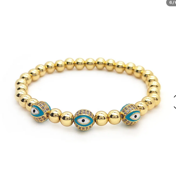Steel Evil Eye Stretch Braclet
