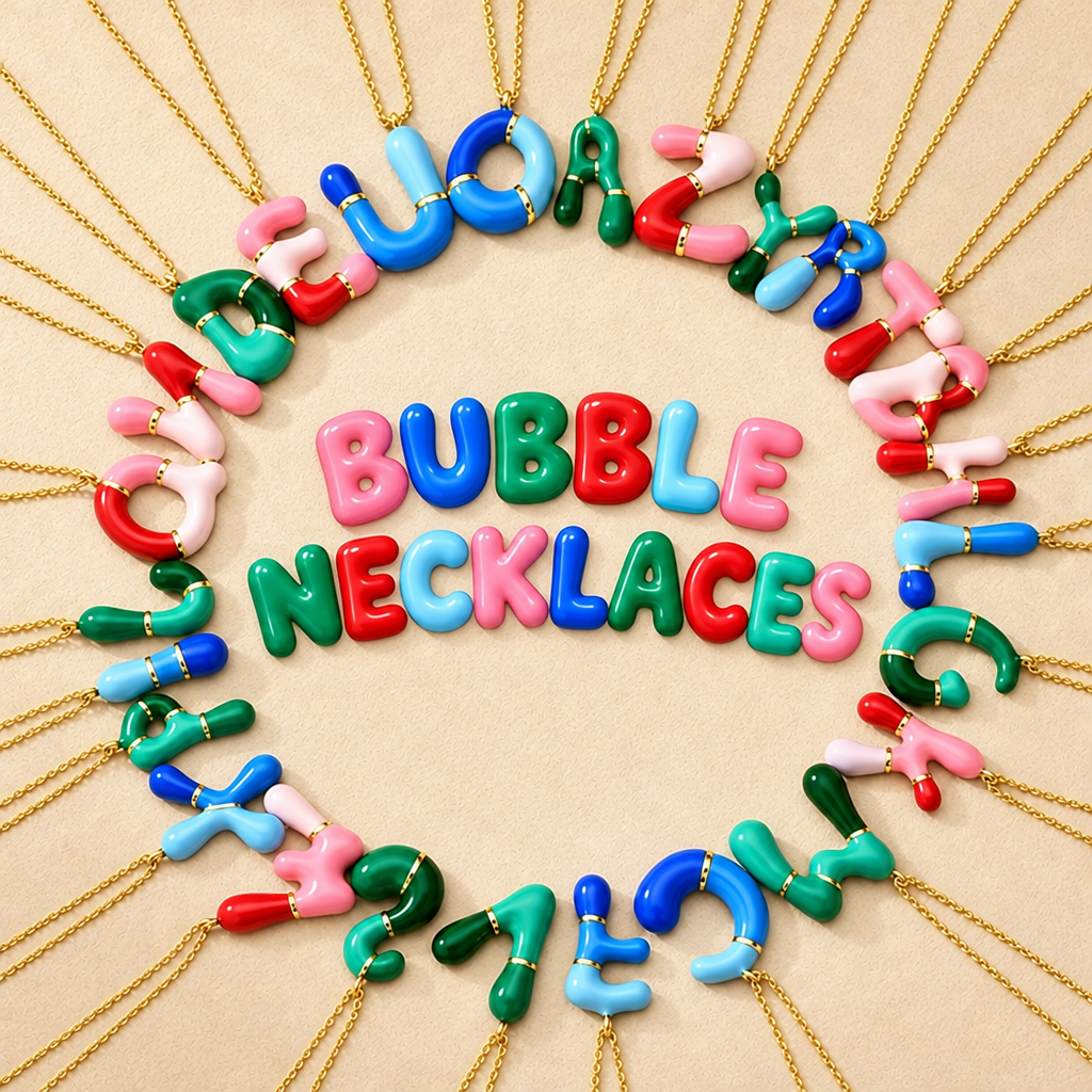 Charm Bar Kids Coloured Bubble Letter Necklaces