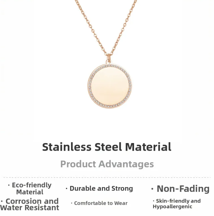 Engraved Crystal Disc Necklace