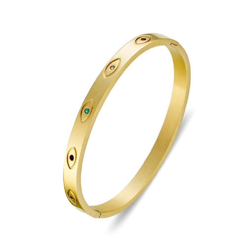 Steel Multi Cz Evil Eye Bangle
