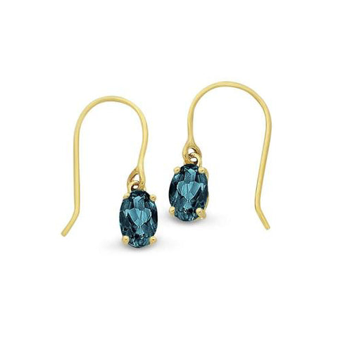 9ct gold London blue topaz earrings