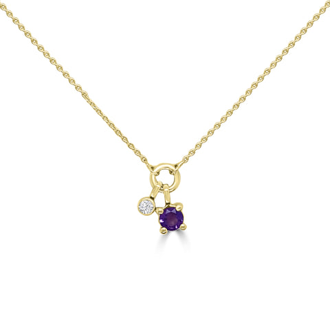 9ct Amethyst & Diamond Necklet