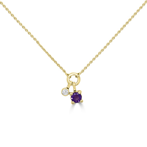 9ct Amethyst & Diamond Necklet