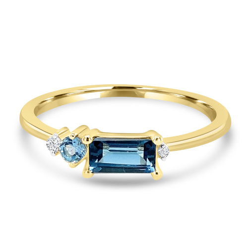 9ct Blue Topaz & Diamond Dress Ring