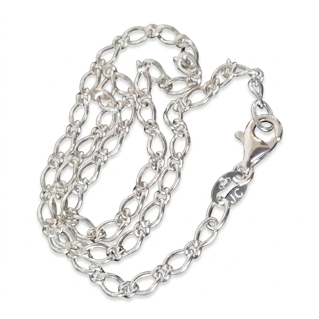 Sterling Silver Oval Figaro Anklet