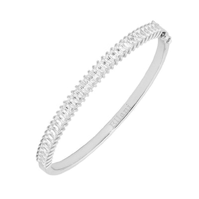 Sterling silver CZ hinged bangle