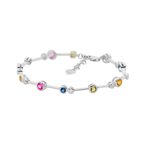 Bezel CZ Multi Colour Bar Bracelet