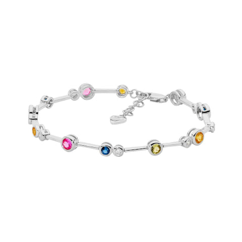 Bezel CZ Multi Colour Bar Bracelet