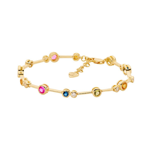 Bezel CZ Multi Colour Bar Bracelet