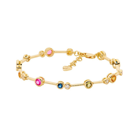 Bezel CZ Multi Colour Bar Bracelet