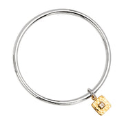 White topaz silver bangle