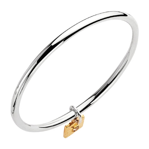 White topaz silver bangle