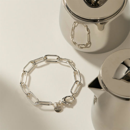 Sterling silver oval link bracelet