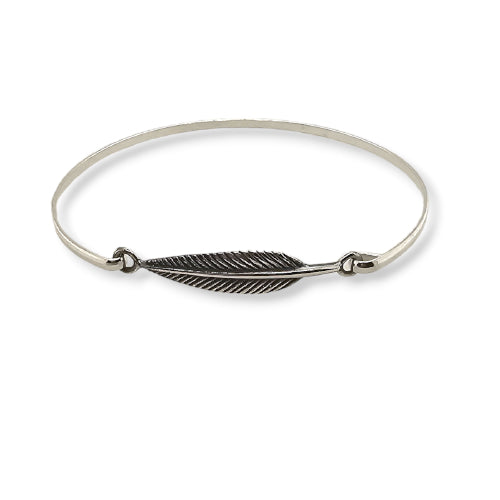 Sterling silver bangle with feather clip