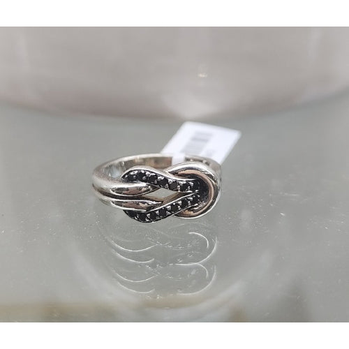 Sterling silver Black CZ knot ring