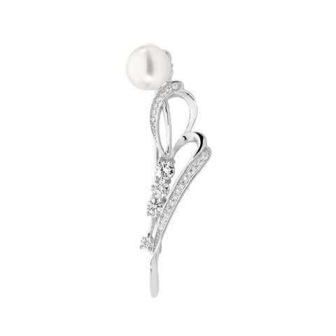 Cubic Zirconia & Pearl Brooch