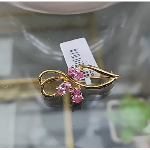 Pink cubic zirconia brooch