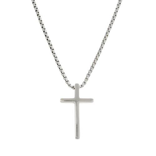 Steel Box Chain with Cross Pendant