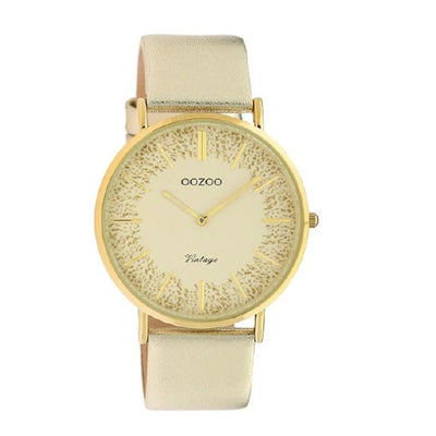 Oozoo gold leather band watch