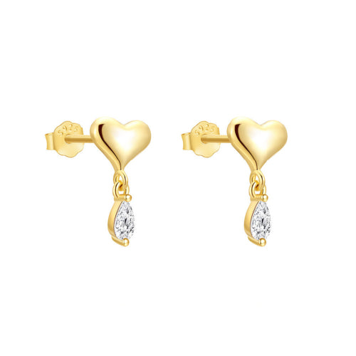 Heart earrings cz drop