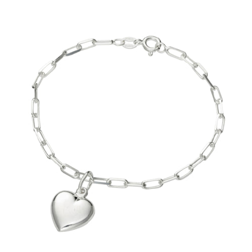 Sterling silver heart charm bracelet