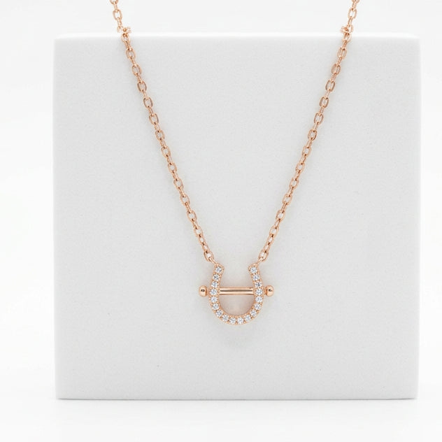Rose Gold Plated Horseshoe Necklace