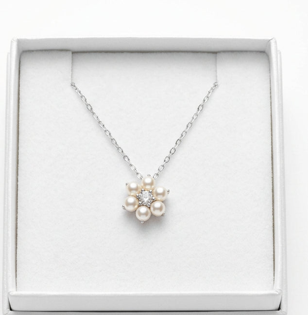 Sterling silver Pearl Cz Necklace